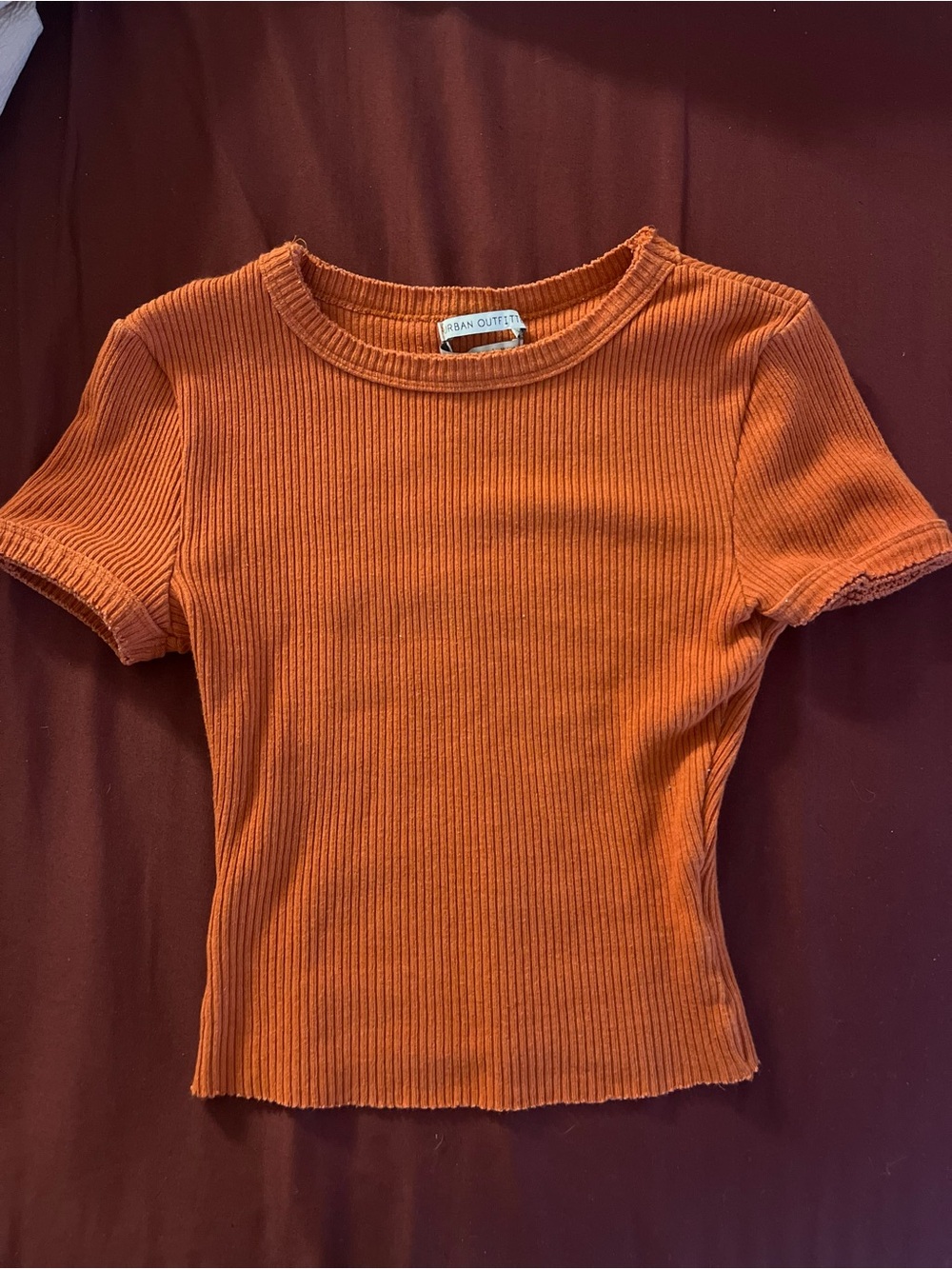 Urban Outfitters Burnt Orange Ribbed Crewneck Tee